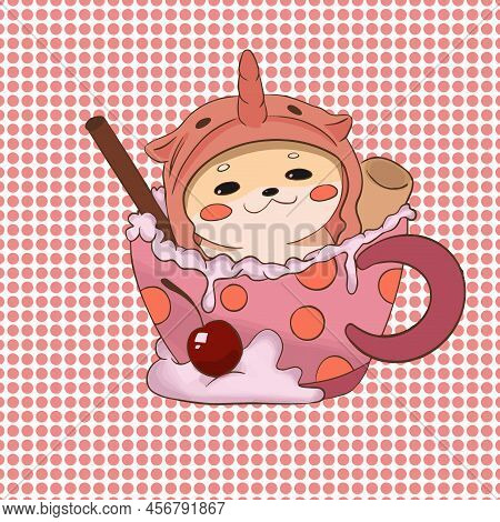 A Satisfied Sheba Sits In A Cup And Waves To You.