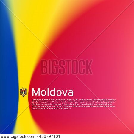 Moldova Flag Background. Blurred Pattern In The Colors Of The Moldavian Flag, Business Booklet. Nati