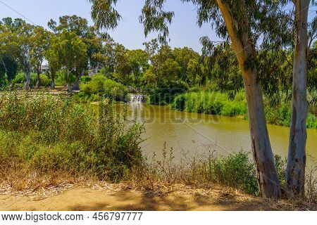 View Of The Yarkon River, And Trees, In The Yarkon Park, Tel-aviv, Israel