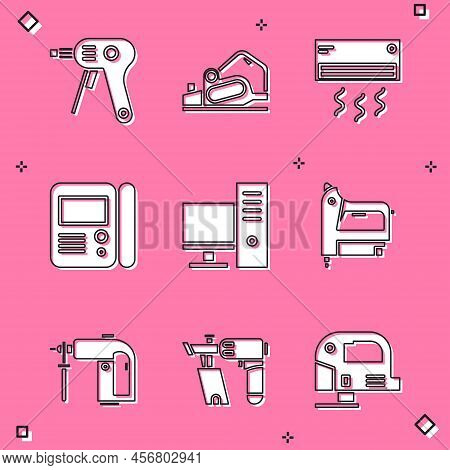 Set Electric Hot Glue Gun, Planer Tool, Air Conditioner, House Intercom System, Computer Monitor And