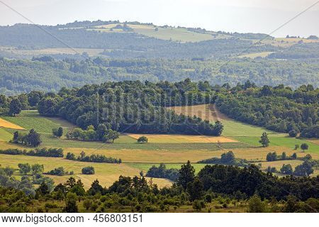 East Serbia Rural Aeria Panoramic Landscape At Spring Day