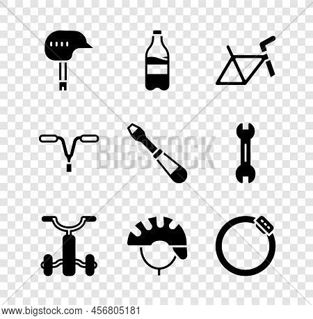Set Bicycle Helmet, Sport Bottle With Water, Frame, For Kids, Brake Disc, Handlebar And Screwdriver 
