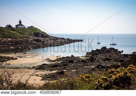Chausey Island Coast And Lighthouse In Brittany, France