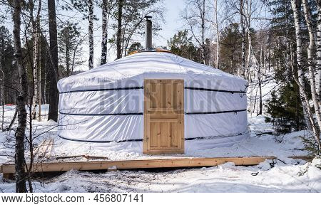 A Russian Yurt In Siberia Area, Russia. Yurts Have Been The Primary Style Of Home In Central Asia.