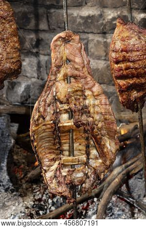 Llanera Meat Colombian Typical Dish; Meat In Cooking On The Coals