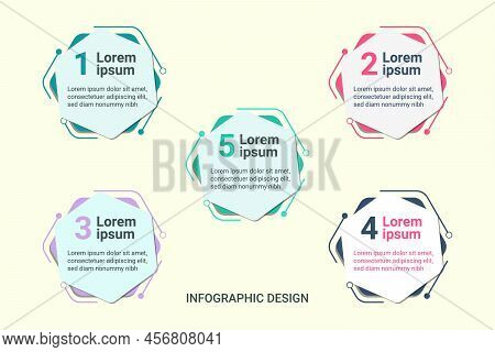 Infographic Steps Presentation Template With Five Hexagonal Options Abstract Design Premium Vector
