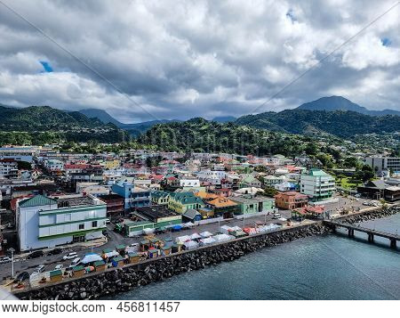 Roseau The Capital Of Dominica From The Perspective Of The Cruise Terminal