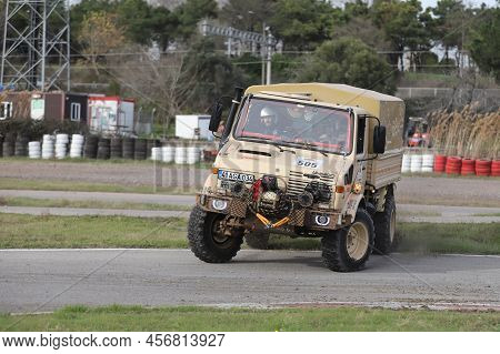 Kocaeli, Turkey - December 26, 2021: Unimog Performance During Turkish Rallycross Championships.