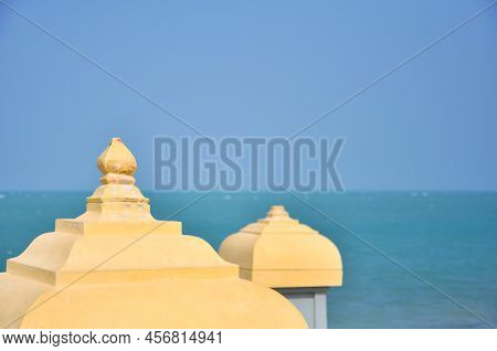 Beautiful Architectural Constructions On The Background Of The Sea In Arichal Munai, Dhanushkodi, Ta