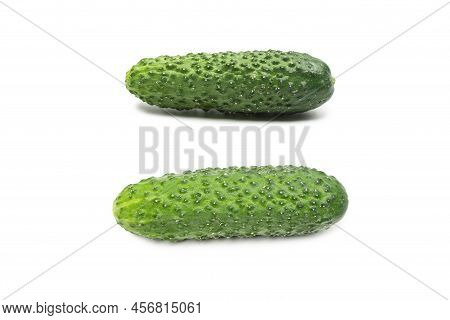 Fresh Green Cucomber Isolated On A White Background.