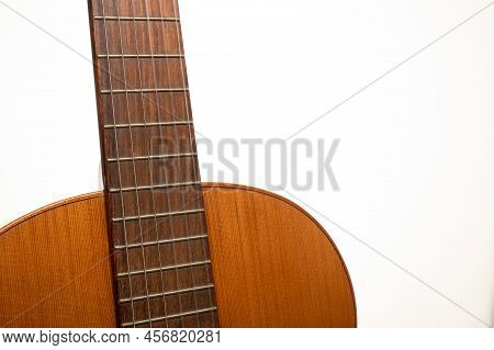 Classical Guitar Body Up Close On A Pure White Background