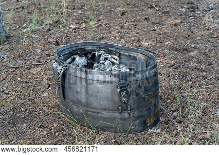 A Fragment Of A Russian Missile Was Shot Down By Ukrainian Air Defense Near Mykolaiv. Cylindrical St