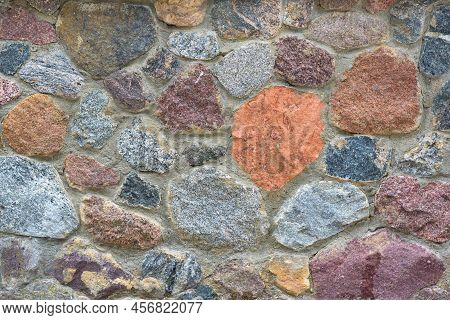 Background Or Texture Made Of Colorful Stone Wall