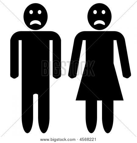 Uomo e donna Silhouette - facce tristi