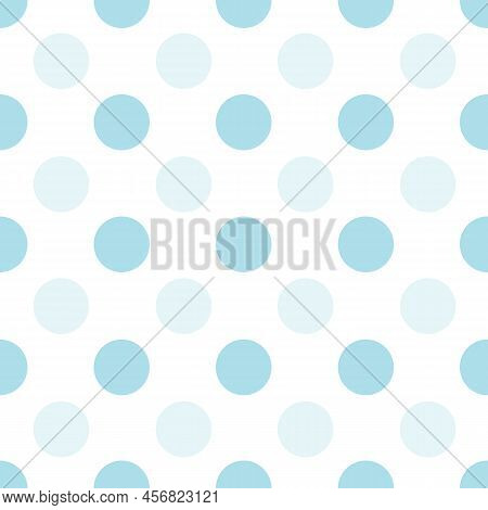 Seamless Blue Vector Spots And Circles Pattern On A White Background, Suitable For Packaging, Fabric