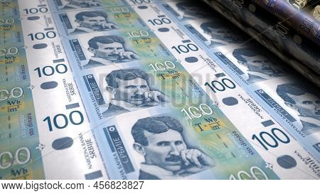 Serbia Dinar Money Banknotes Pack 3D Illustration