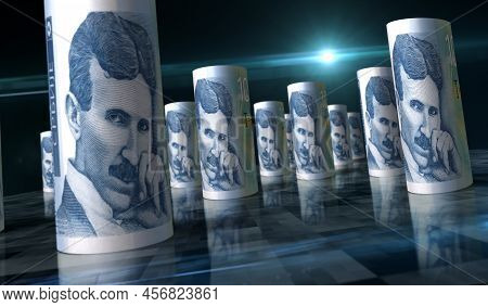 Serbia Dinar Money Banknotes Pack 3D Illustration