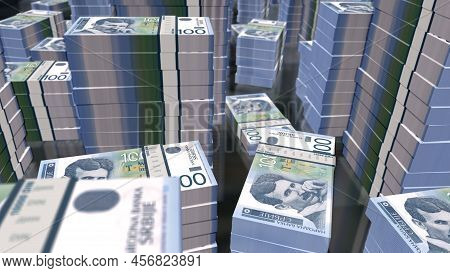 Serbia Dinar Money Banknotes Pack 3D Illustration
