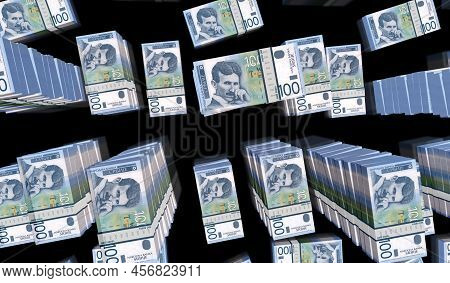 Serbia Dinar Money Banknotes Pack 3D Illustration