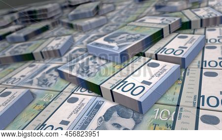 Serbia Dinar Money Banknotes Pack 3D Illustration