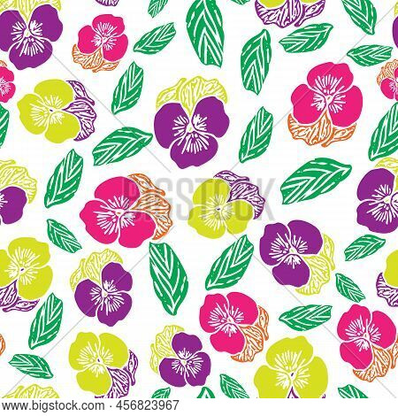 Seamless Vector Abstract Pansy Pattern. Vector Illustration Pattern Background, Suitable For Packagi