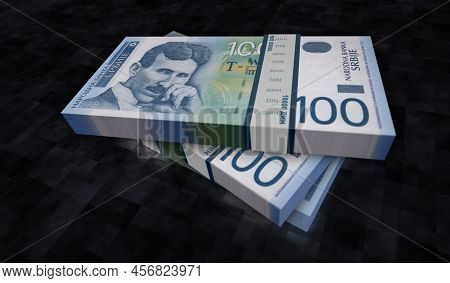 Serbia Dinar Money Banknotes Pack 3D Illustration