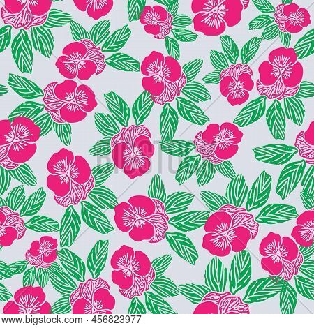Seamless Vector Abstract Pansy Pattern. Vector Illustration Pattern Background, Suitable For Packagi