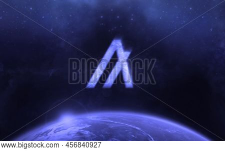 3d Rendering Cryptocurrency Algorand Coin On Colorful Background, Cryptocurrency Concept 3d Illustra