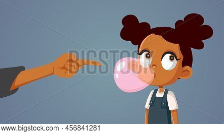 Defiant Child Ignoring Parent Scolding Vector Cartoon Illustration