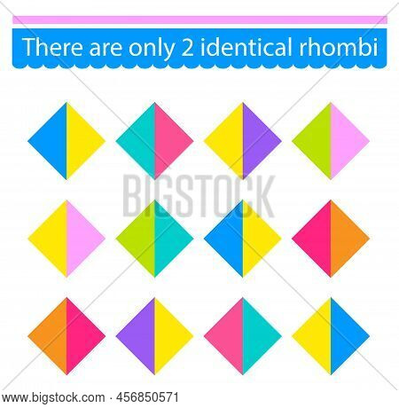 Puzzle Game For Children. Task For Development Of Attention And Logic. Need To Find Two Identical Rh