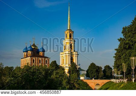 View Of The Ancient Kremlin Of The Russian City Of Ryazan From The Embankment Of The Trubezh River. 