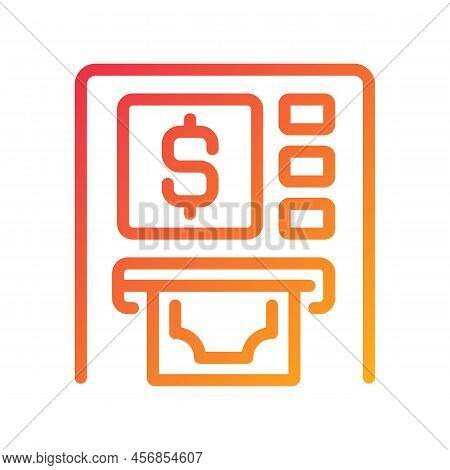 Atm Pixel Perfect Gradient Linear Vector Icon. Automated Teller Machine. Withdrawing Cash. Financial