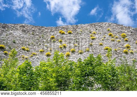 Old Stone Medieval Caste Ruin Fortification. Tolstejn Castle Ruins In Lusatian Mountains, Czech Repu