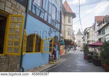 Bukit Tinggi, Malaysia - Jun 08, 2022: People Visit To Old French Style Public Building At Colmar Bu