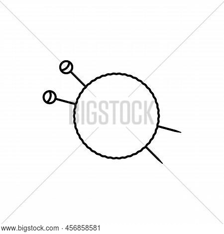 Knitting Needles And Big Empty Circle. Simple Minimal Logo Design. Vector Illustration On White Back