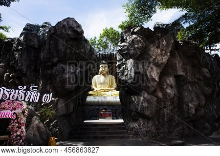 Beautiful Buddha Statue In Garden For Thai People Travel Visit Respect Praying In Gardening Fountain