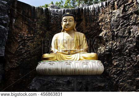 Beautiful Amitabha Buddha Statue In Garden For Thai People Travel Visit Respect Praying In Gardening