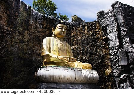 Beautiful Amitabha Buddha Statue In Garden For Thai People Travel Visit Respect Praying In Gardening