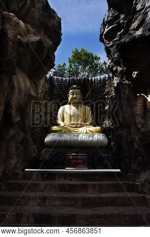 Beautiful Buddha Statue In Garden For Thai People Travel Visit Respect Praying In Gardening Fountain