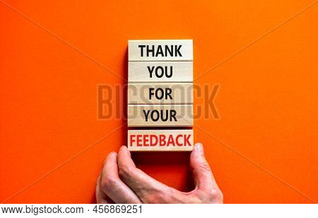 Thank You For Feedback Symbol. Concept Words Thank You For Your Feedback On Wooden Blocks On A Beaut