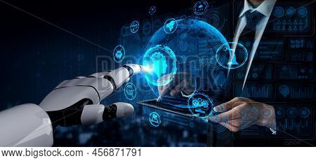 3d Rendering Artificial Intelligence Ai Research Of Robot And Cyborg Development For Future Of Peopl