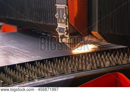 The Laser Machine Is Engaged In Metal Cutting At The Factory