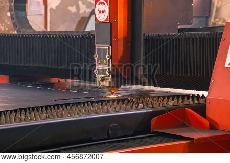 The Laser Machine Is Engaged In Metal Cutting At The Factory
