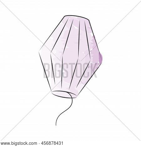 Isolated Watercolor Sketch Of A Flying Candle Lantern Vector Illustration
