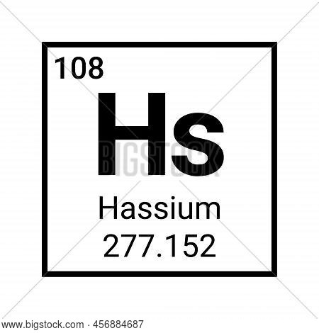 Hassium Periodic Table Chemical Element. Mendeleev Table Hassium Atom Sign