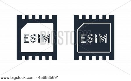 Esim Chip Card Concept Icon. Embedded Sim Card Cellular Mobile Technology Smart Concept