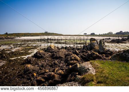 Chausey Island Coast, Beach And Cliffs Landscape In Brittany, France
