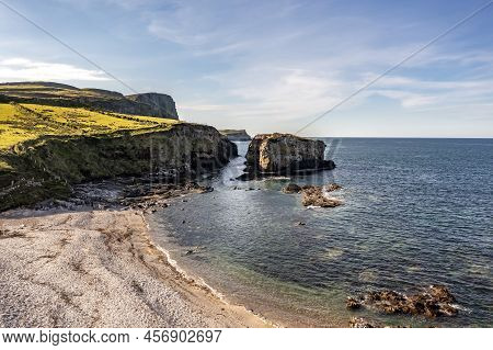 Aerial View Of The Great Pollet Sea Arch, Fanad Peninsula, County Donegal, Ireland