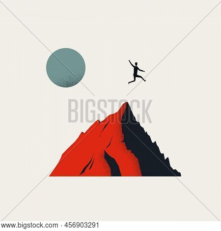 Business Success And Victory Vector Concept. Symbol Of Ambition, Growht, Leap. Minimal Design Illust