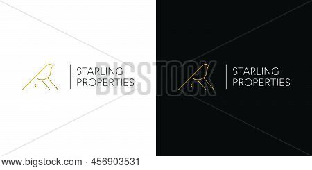 Modern And Elegant Combination Of Starling Icon Housing Logo Design